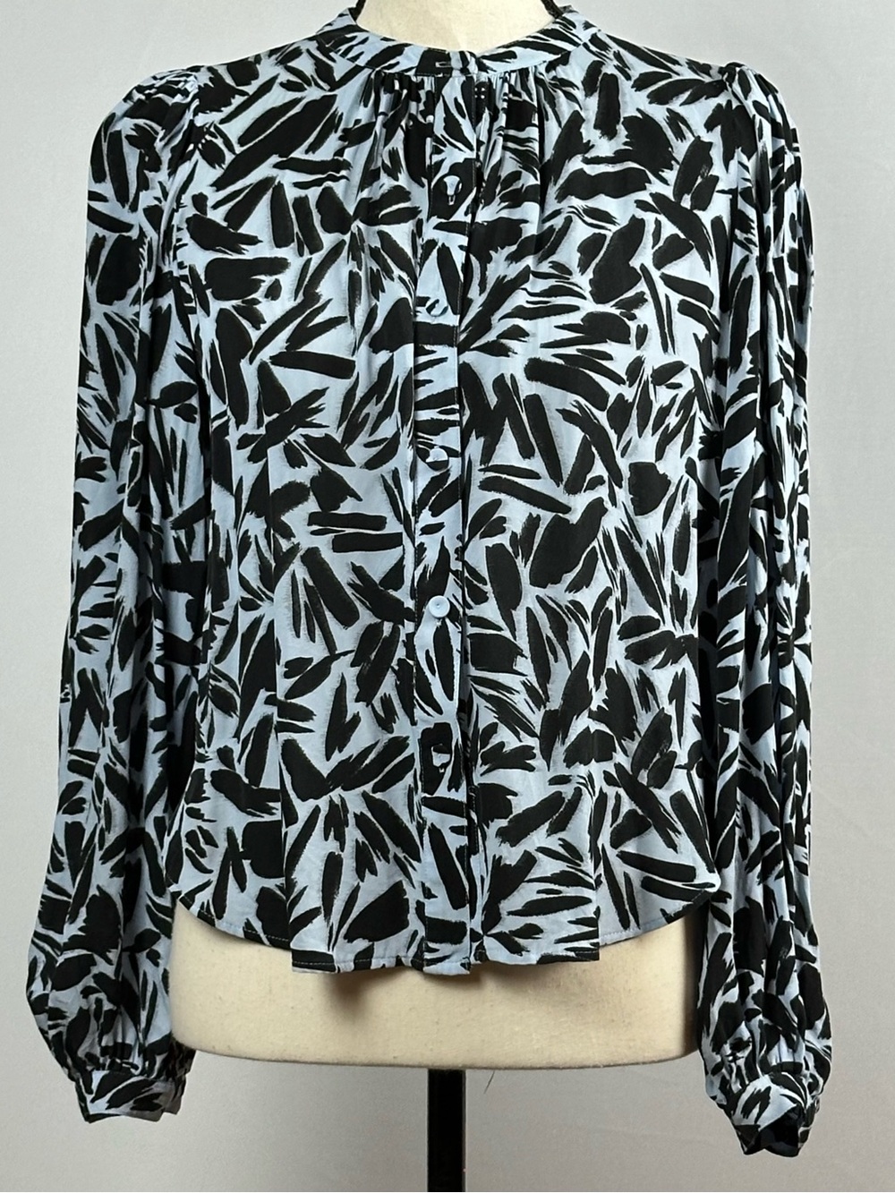VERONICA BEARD Ashlynn Brushstroke Print Balloon Sleeve Silk Blouse - size small